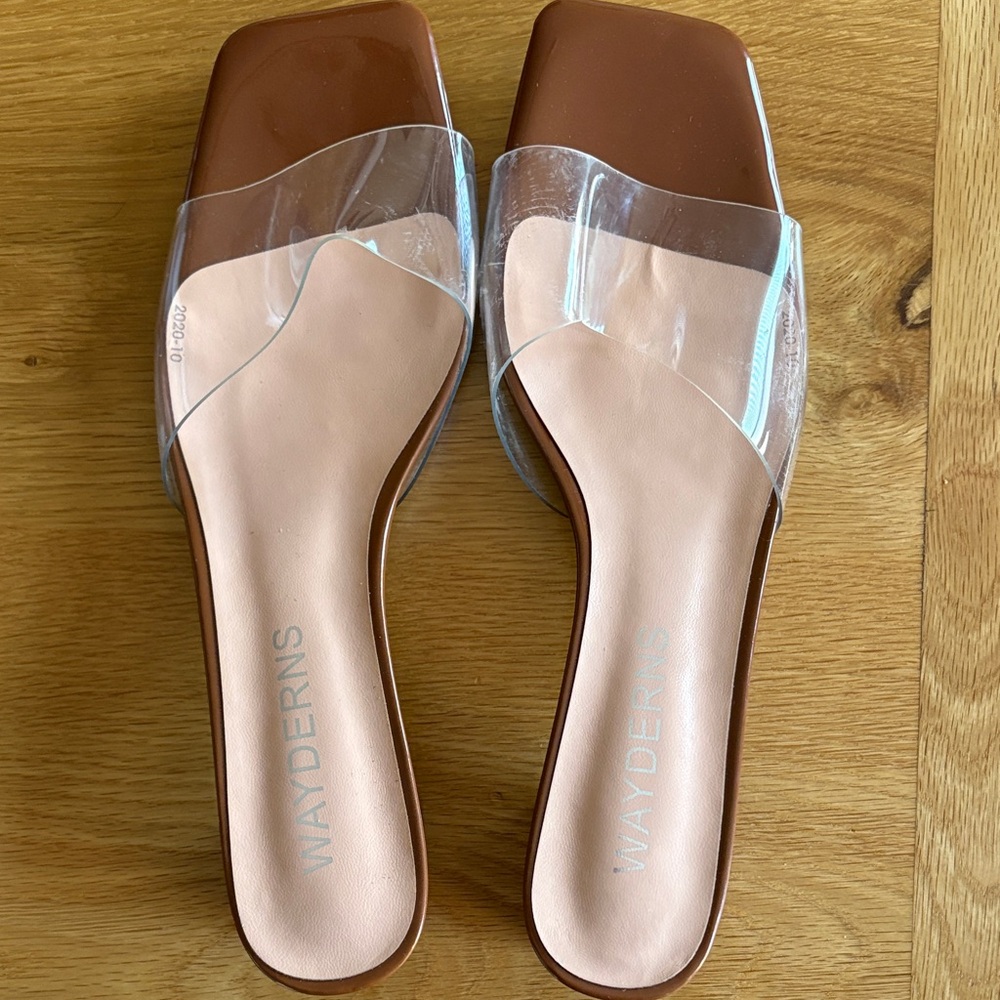 Wayderns Women's Tan Slide Sandals